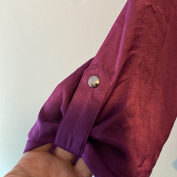 Purple Satin Tunic with 3/4 Sleeve - Picture 2 of 4